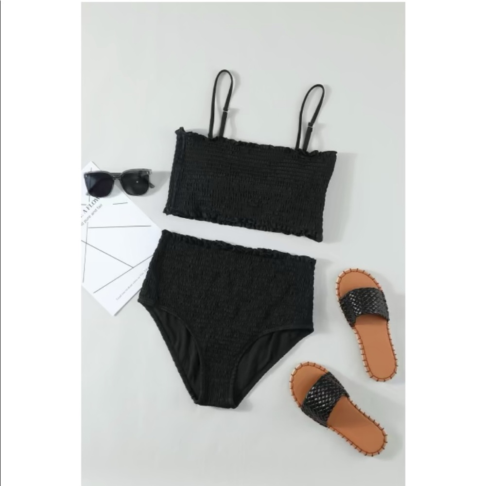 NEW Smocked High Waisted Swimwuit